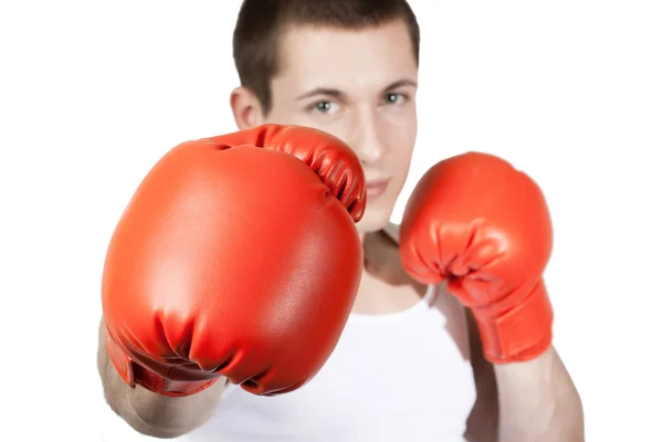 ボクシング グローブと若い男 — ストック写真