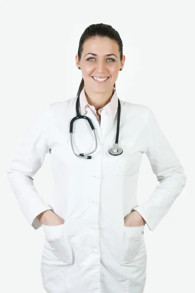 Ritratto Medico Donna Amichevole Con Stetoscopio — Foto Stock