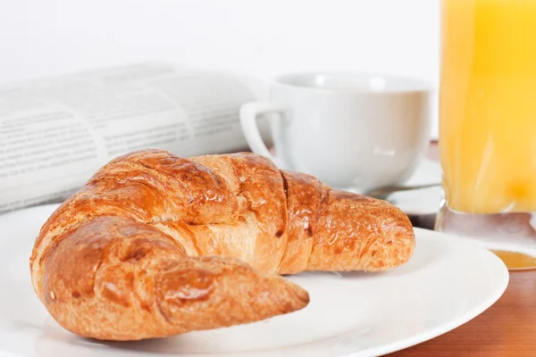 Continentaal Ontbijt Geserveerd Met Koffie Oranje Sap — Stockfoto