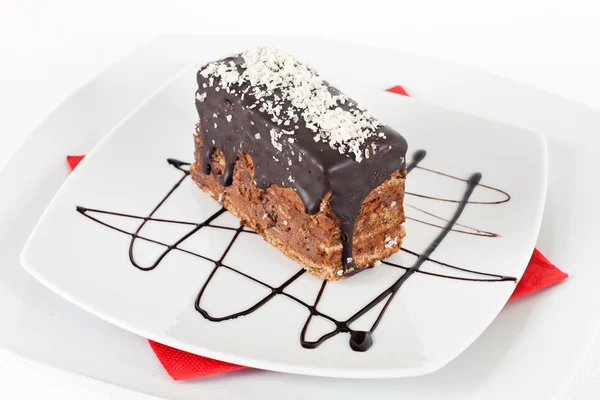 Sobremesa Chocolate Com Cobertura Prato — Fotografia de Stock