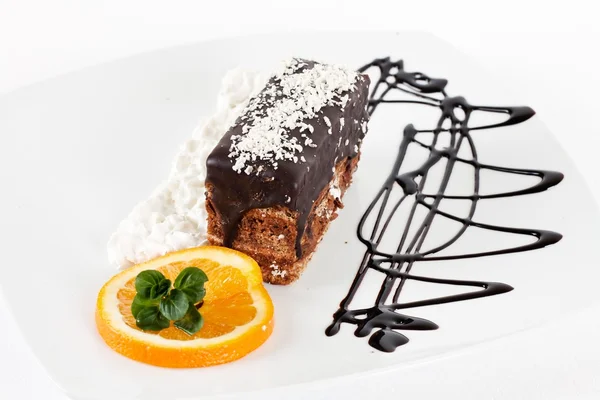 Dessert Chocolat Avec Orange Menthe — Photo