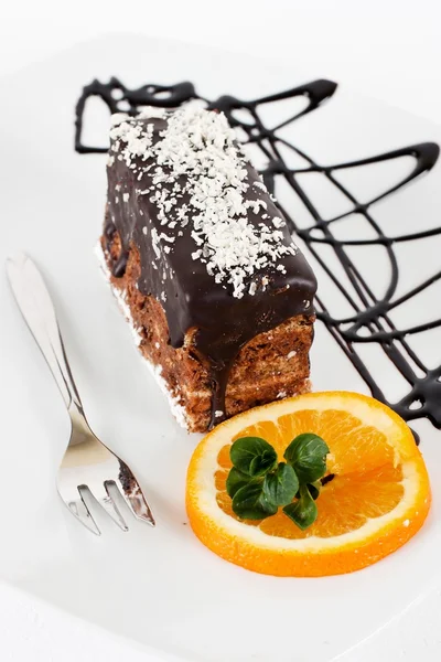 Postre Chocolate Con Naranja Menta — Foto de Stock