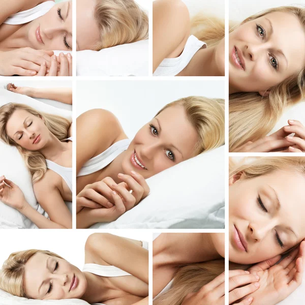 Collage donna addormentata — Foto Stock