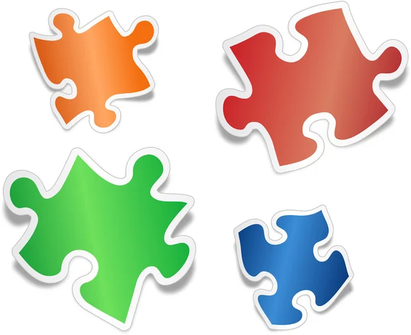 Shiny jig saw puzzle pieces — Stock Vector