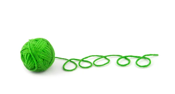 Green Thread Ball Isolated White Background — Stock Photo, Image