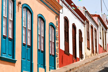 Famous colored houses in La Palma, Canary Islands clipart