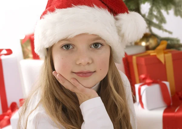 Noel ile küçük kız — Stok fotoğraf