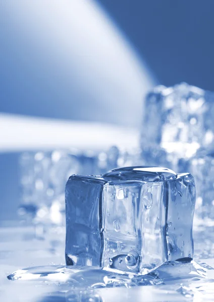 Cubi di ghiaccio in luce ambientale blu — Foto Stock