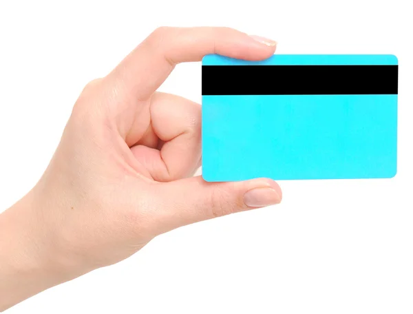 Mão Segurando Cartão Crédito Isolado Branco — Fotografia de Stock