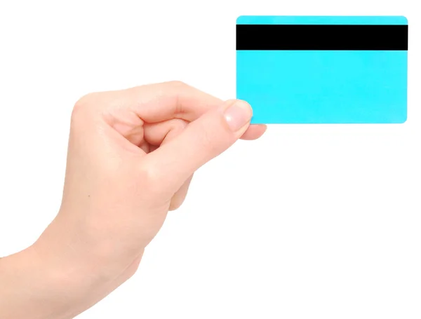 Mão Segurando Cartão Crédito Isolado Branco — Fotografia de Stock