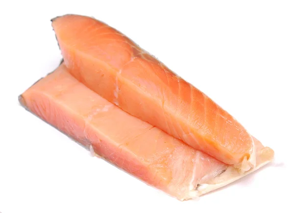 Pieces Salmon Isolated White — Stock Photo, Image