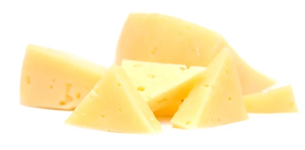 Pieces Cheese Isolated White — Stock Photo, Image