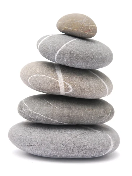 平衡隔离在白色的石头 — 图库照片