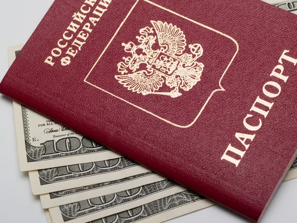 Российские Паспорта Доллары Сша — стоковое фото