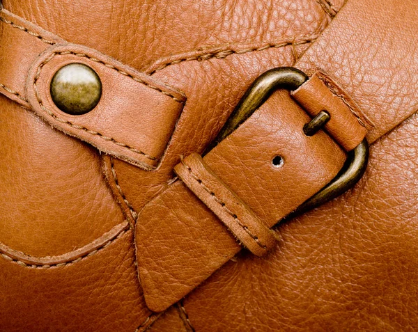 Leather Red Background Buckle — Stock Photo, Image