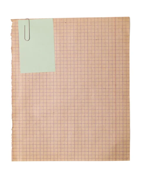 Зеленая Наклейка Прикрепленная Старому Листу Бумаги — стоковое фото