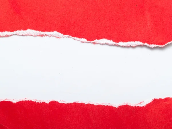 Papír Rip Piros Fehér Háttér Szöveg Adható — Stock Fotó