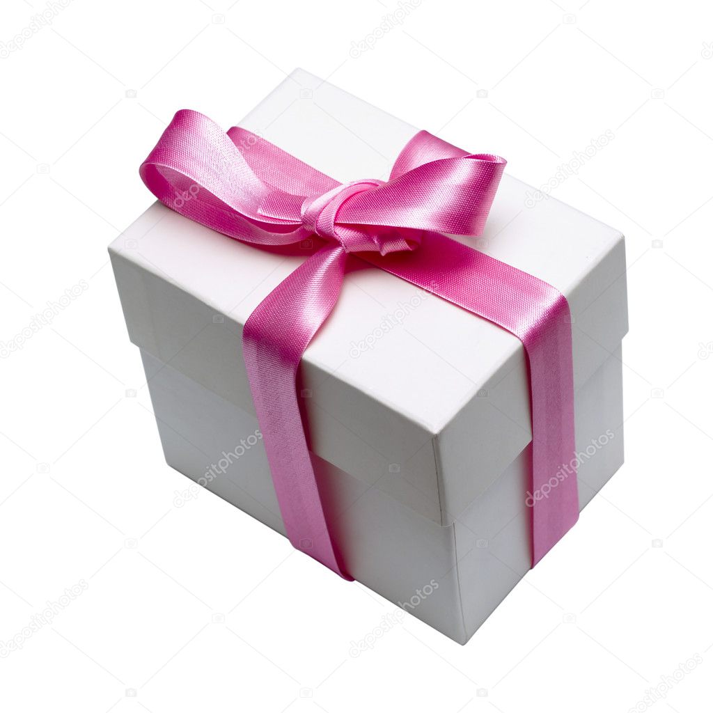 Gift box tied with satin ribbon
