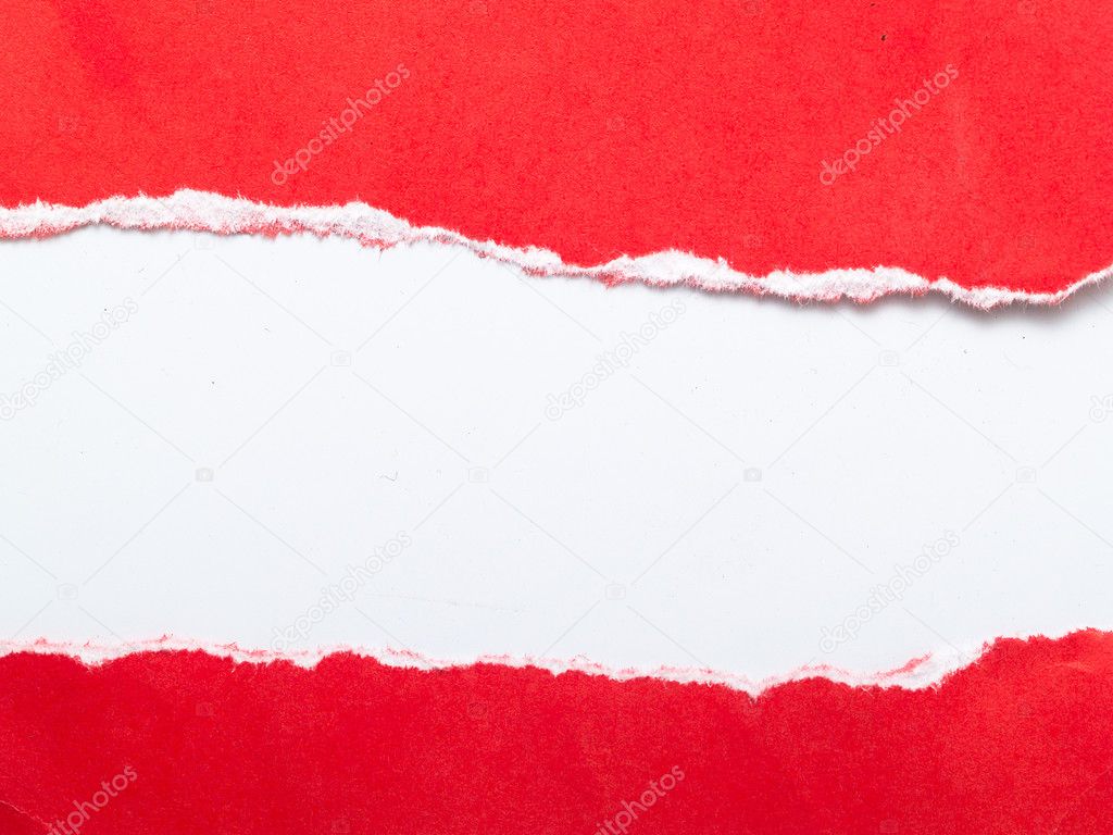 Rip red paper and white background with space for text