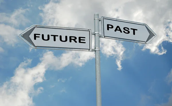 Road signs to future and past — Stock Photo, Image