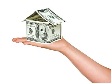 Money house in hand clipart
