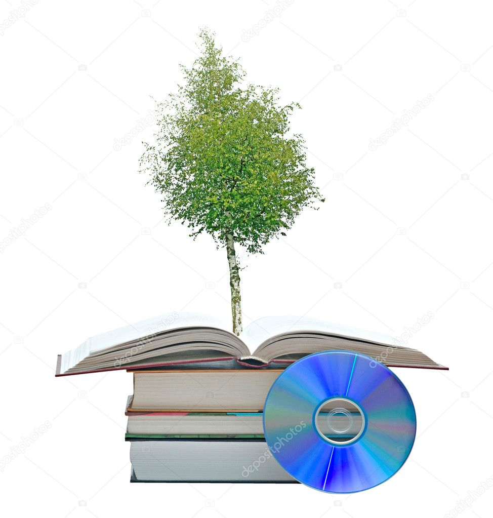 Tree growing from open book
