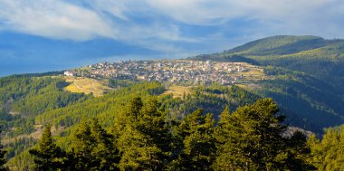 Bulgarian nature panorama with old village clipart