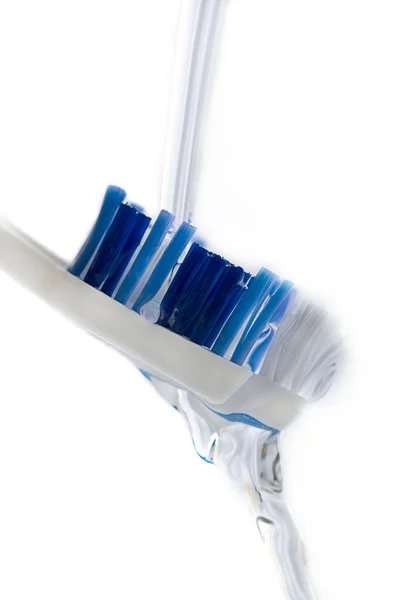Escovar Dentes Macro Tiro Fundo Branco — Fotografia de Stock