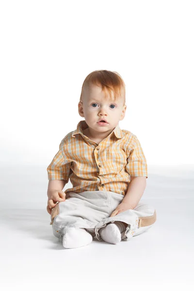 Little Funny Red Haired Boy Portrait — Stock Photo, Image