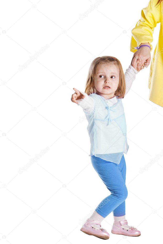Girl shows her mother left