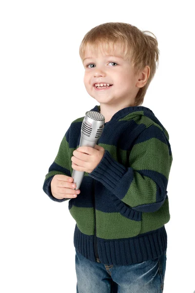Маленький хлопчик з мікрофоном — стокове фото