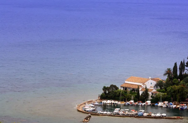 Kleine Jachthaven Ionische Zee Het Eiland Corfu Veel Van Kopie — Stockfoto