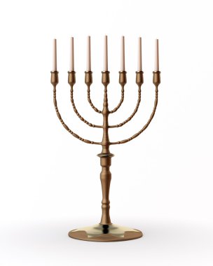 Beautiful unlit hanukkah menorah on white clipart