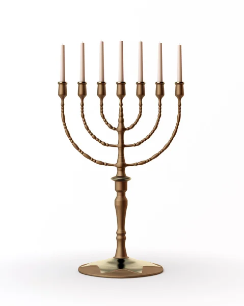 stock image Beautiful unlit hanukkah menorah on white