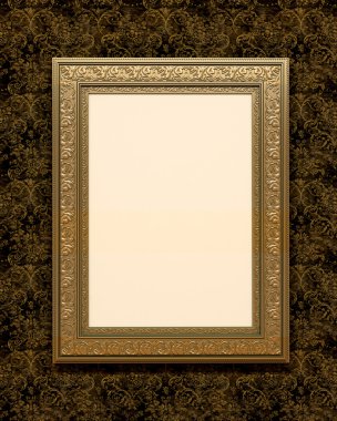 Bronze antique frame on the wall clipart