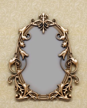 Bronze antique frame on the wall clipart