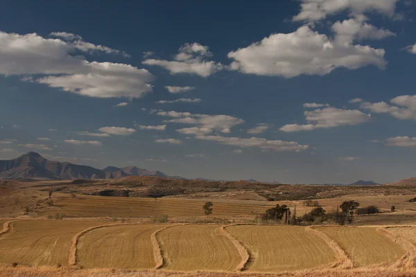 Bauernlandschaft mit blauem Himmel und Wolken — Stockfoto