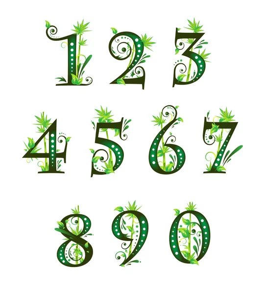 花の要素と数字 — ストックベクタ