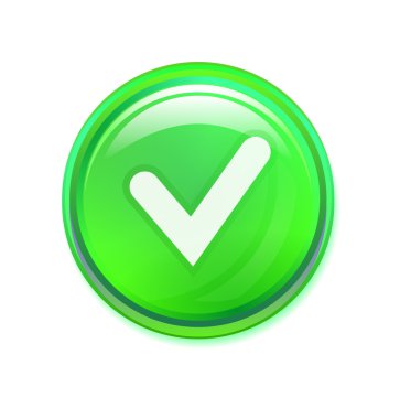 Check mark button on white clipart