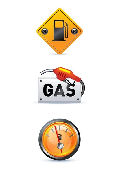 Benzin Istasyonu Simgesi Üzerinde Beyaz Seti — Stok Vektör