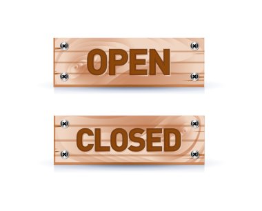 Open and closed signs clipart