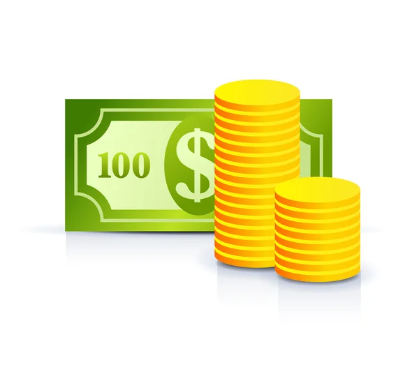 Billets et pièces en dollars — Image vectorielle