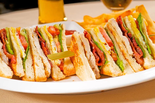 Triple decker club sandwich — Stock Photo, Image