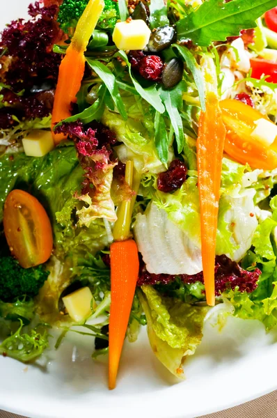 Frisches Gemischtes Gemüse Salat Extreme Nahaufnahme Sehr Gesundes Essen — Stockfoto