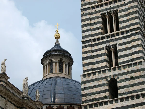 Duomo a campanile v siena, Toskánsko — Stock fotografie