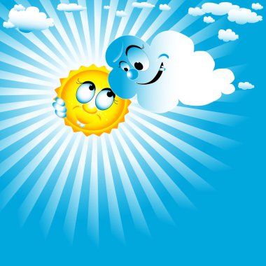 Sun with a cloud clipart