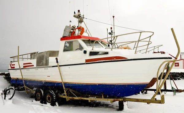 stock image Boat in winter time