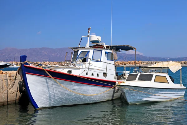 stock image Fishing boats in the harbor (Crete, Greece)