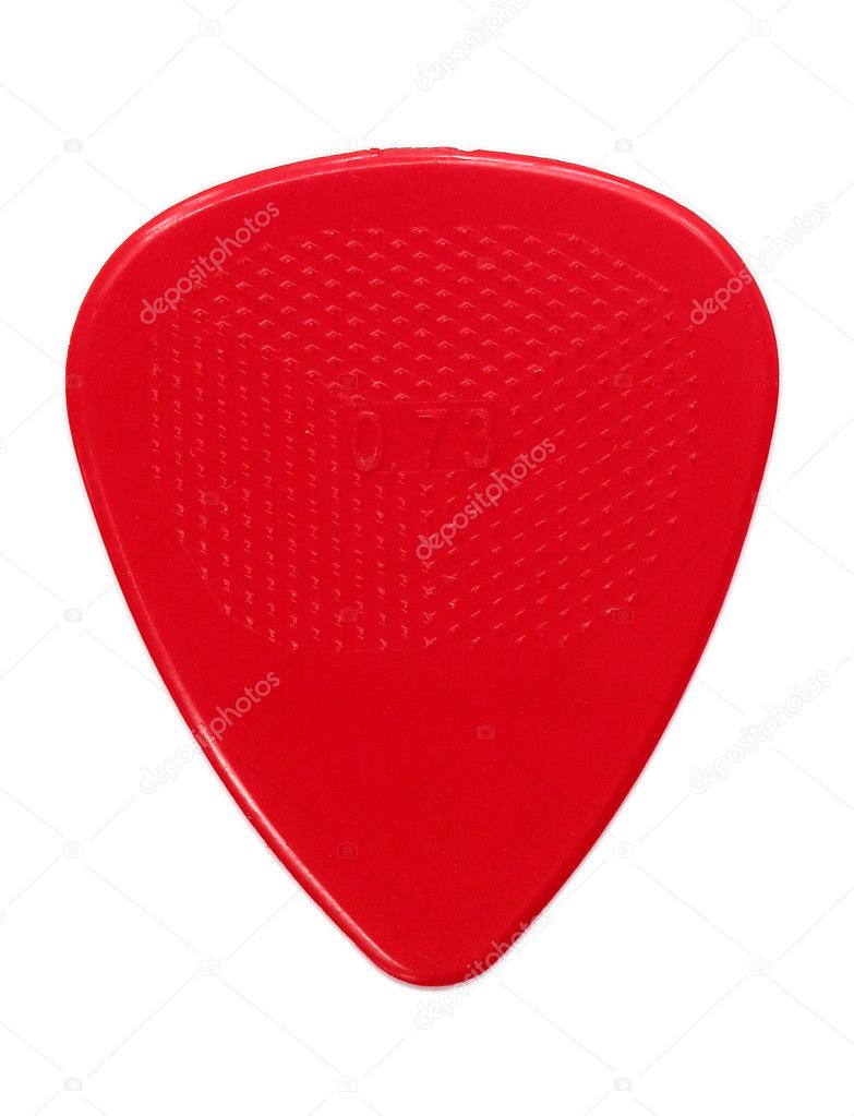 Guitar plectrum closeup isolated on white #1
