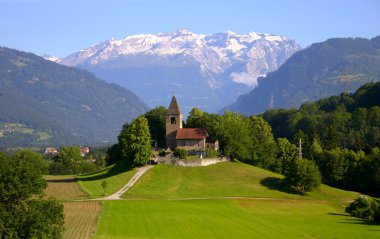 Church in the Swiss Alps clipart